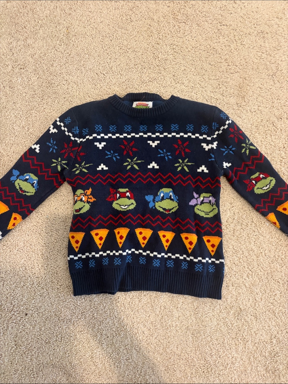 Navy Teenage Mutant Ninja Turtles Holiday Sweater - kids. Never worn